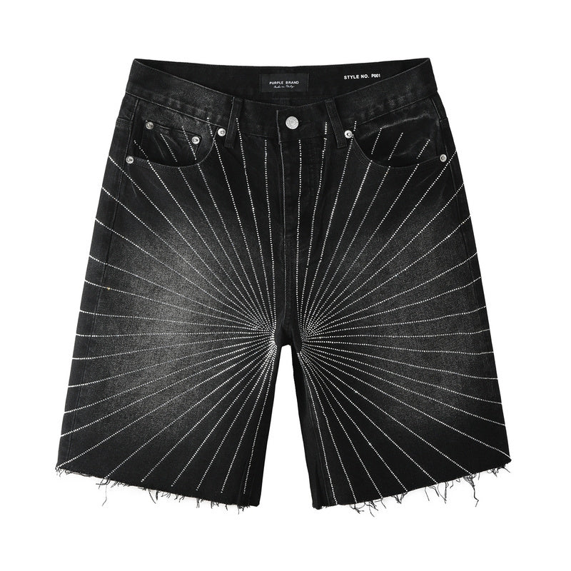 Purple Brand Crystal Diamond Denim Shorts #5104