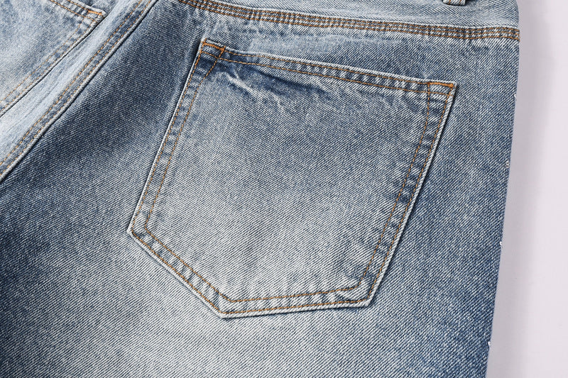 Purple Brand Crystal Diamond Denim Shorts #5100